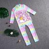 Verão 2025 Novo Roupa de Banho Infantil Calças de Manga Longa Proteção Solar Roupa de Banho para Meninas Desenho Animado Meninas