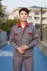 Roupas de Trabalho de Manga Longa Masculinas para Primavera e Outono, Vestuário de Proteção do Trabalho, Conjunto de Uniformes de Trabalho de Poliéster-Algodão Atacado, Roupas Resistentes ao Desgaste para Mecânicos, Bloqueio de Cores, Bordado com Letras, Design Estampado