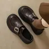 Mocasines de cuero suave con suela gruesa para mujer, otoño 2026, con cierre de velcro, sin cordones, estilo británico, versátiles, antideslizantes, zapatos pequeños de cuero con suela blanda
