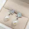 Pendientes Radiantes de Aguja de Plata 925 para Mujer, Diseño de Nicho, Lujo Ligero, Pendientes de Perlas de Agua Dulce Natural de Gama Alta, Perlas de Zhuji
