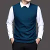 Colete de malha masculino, camisa básica masculina, malha sem mangas com decote V slim fit para negócios, colete masculino, fornecimento direto da fábrica