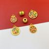 Pingente de Bênção de Contas Redondas com Lema de Seis Caracteres Vazamento de Óleo Dupla Face Dourado Fosco Antigo Acessórios para Pulseira Thangka Trançada DIY