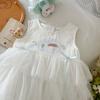 Vestido crema 2025 Nuevo Verano Niños Elegante Moda Vestido Chaleco Sin Mangas Vestido de Princesa Bebé Vestido de Pastel