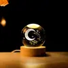 Direto da fábrica, transfronteiriço, dedicado a esfera de cristal esculpida em 3D rosa, presente de Dia dos Namorados, pequenos ornamentos criativos luminosos