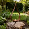 Portavelas de Hierro Oxidado Transfronterizo Estaca de Jardín Llama Decoración de Jardín Patio Césped Decoraciones Navideñas Decoración de Llama de Metal