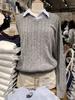 Estilo BM American retro V-neck twist cinza suéter bm solto macio glutinoso pulôver casaco mulheres camisa de assentamento