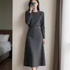 Otoño Invierno Nueva Ropa para Mujer Vestido Retro Francés Ceñidor de Cintura Sencillo para el Viaje Diario Temperamento Elegante y con Estilo para Mujer