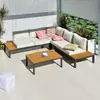 Sofá de Exterior, Varanda de Pátio, Cadeira de Lazer Nórdica, Combinação de Liga de Alumínio, Jardim de Vila, Móveis Duplos Impermeáveis de Rattan