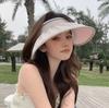 Sombrero de Sol de Verano para Mujer Estilo Coreano de Copa Abierta Anti-ultravioleta de Ala Ancha Sombrero Parasol para Mostrar el Rostro Pequeño Sombrero de Sol de Concha para Exterior