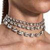 Collar exagerado de una sola personalidad de estilo europeo y americano, estilo dos, cadena de clavícula de diamantes de imitación de múltiples capas de lujo de alto sentido de moda para mujer