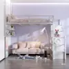 Litera de Hierro, Cama Infantil, Apartamento Pequeño, Cama Superior y Mesa Inferior, Cama Individual, Cama de Adulto, Cama a Media Altura, Ahorradora de Espacio, Multifuncional
