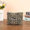 Bolsa pequena com estampa de leopardo, bolsa vintage portátil para cosméticos, bolsa de lona para armazenamento, bolsa com zíper, bolsa quadrada pequena, bolsa com forro