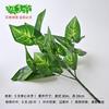 Simulação de planta, planta verde, vaso de planta, folha falsa decorativa, 5 garfos, folha de alocum, material de parede correspondente, flor falsa, cola, folha de toque