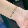 Pulsera de Oro Tallada Texturizada Italiana Pulsera de Corindón Rojo con Diamante y Pulsera de Cristal Azul Pulsera Pulsera Pulsera para Mujeres