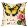 TEMU Funda de Almohada de Lino con Estampado de Mariposa 3D Imitación Color Retro Mariposa con Lentejuelas Brillantes