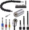 En stock dispositivo de esquina para taladro eléctrico de 105 grados adaptador de cabeza de destornillador de mango hexagonal traje de varilla destornillador eléctrico giro doblado