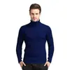 Comercio Exterior al por Mayor Transfronterizo Otoño e Invierno Suéter de Cuello Alto para Hombre Talla Europea y Americana Casual Color Sólido Raya Vertical Jersey Camisa de Punto Base Hombre