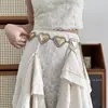 Verano Nuevo Cinturón para Mujer Moda Estilo Retro Simple Hebilla con Textura de Corazón Cadena Decorativa Cadena de Cintura Accesorios de Moda para Mujer