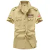 Camisa Casual Resistente para Hombre de Verano 2019 Ropa de Trabajo Estilo Rudo para Exteriores Talla Grande Camisa Militar de Trabajo Hombrera 100% Algodón Camisa Juvenil de Manga Corta para Hombres
