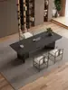 Mesa de Centro de Pizarra de Piedra de Lujo, Juego Moderno de Mesa y Sillas para el Té, Sencillo y Elegante con un Toque de Alta Gama, Mesa para Ceremonia del Té de Oficina, Mesa para Preparar Té