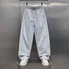 Pantalones Casuales de Verano Sueltos de Marca de Moda para Hombre, Nuevos Pantalones Deportivos de Pierna Recta, Pantalones Curvos Delgados de Seda de Hielo con Cordón, Negro