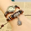 Venta Directa de Fábrica Pulsera Reloj de Cuero Genuino, Pulsera Reloj de Cuero de Vaca Retro, Pulsera de Perlas, Venta al Por Mayor de Joyería Yiwu