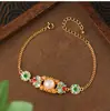 Pulseira Colorida Esmaltada Estilo Retrô Chinês Original Nova, Floral Dopamina para Mulheres, Joia de Moda Versátil e de Alto Padrão
