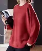 Suéter Preguiçoso Solto com Gola Redonda e Pedrarias 2025 Outono Estilo Coreano Simples e Versátil Malha Top para Mulheres
