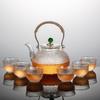 Tetera de vidrio martillado resistente a altas temperaturas, estufa eléctrica de cerámica para hervir té, tetera con mango de cobre, tetera para hacer té, juego de té adecuado
