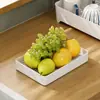 Bandeja de drenaje para taza de agua, bandeja de doble capa para el hogar, bandeja rectangular para té, bandeja para frutas, cesta de drenaje creativa de plástico