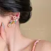 Dopamina Coloridos Completos de Diamante Diseño Floral Versátiles Pendientes Ear Cuff Pendientes Integrados Diseño de Nicho Accesorios para Oreja