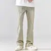Jeans de pierna recta acampanados para hombre de estilo americano de alta calle transfronterizo, llamativos, teñidos en amarillo barro, lavados, modernos, con diseño único