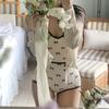Traje de baño de una pieza con cinturón sexy, cintura alta, vientre pequeño, primavera caliente 2025, fabricantes transfronterizos con estampado de lazo para mujer