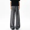 Calça Listrada de Seda Gelo Estilo Old Money para Homens, Verão Plus Size Solta de Alta Qualidade Plissada Casual Yamamoto de Perna Larga