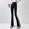 Calça Tubarão Plus Size para Mulheres, Primavera e Outono, Cintura Alta, Elástica, Slim Fit, Valoriza a Silhueta, Calça Flare com Textura de Pele de Tubarão para Mulheres Baixas
