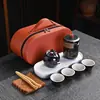 Juego de té de viaje estilo antiguo, juego completo, cerámica, portátil para uso en exteriores, incluye bandeja de té y lata de té, perfecto como regalo o recuerdo