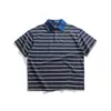 Camiseta Polo Rayada Estilo Universitario Retro Americano Sinkacme para Hombre Camiseta Suelta Verano Solapa Manga Corta Dx267
