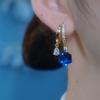 Simples temperamento high-end deep blue crystal brincos nicho design brincos 2024 Coringa novos brincos