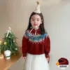 Suéter para niña colección otoño e invierno 2026 estilo nuevo niños Fair Isle tejido grueso suéter invierno Año Nuevo ropa de lana moderna