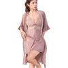 Pijama Sexy de Comercio Exterior Transfronterizo Ropa Interior Sexy para Mujer Encaje Falda con Tirantes Camisón de Tres Piezas Deseo Puro