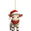 Transfronterizo 2024 Nuevos Adornos Navideños Creativos de Vaca Colgantes Planos de Acrílico Decoraciones para Árbol de Navidad Etiquetas Colgantes