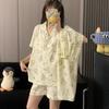 Pijama Grande Estilo Japonês Shin-Chan com Bojo no Peito para Mulheres, Conjunto de Três Peças Dinâmico de Desenho Animado Superman para Primavera e Verão, Fabricante Transfronteiriço