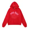 Moletom com Capuz Americano Sp5Der 55555 Teia de Aranha Estampado em Espuma Terry Solto Masculino Exportação Atacado