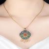 Cor de ouro Fortune Lock Pingente de ouro Lock Ruyi Lock Colar Oco Queimado Azul Cloisonne Areia Pingente de Ouro Estilo Corte Feminino