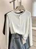 Elegante camiseta de manga larga con botones para mujer, estilo casual, talla grande, adelgazante y rejuvenecedora, adecuada para usar en capas, para mujeres de talla grande, oculta la grasa corporal