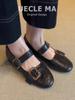 Zapatos Planos Franceses de Cabritilla para Mujer, Zapatos de Ballet para Viajar, Zapatos Elegantes para la Noche con Falda, Zapatos Mary Jane con Hebilla de Una Línea