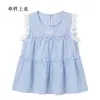 Roupa de Verão para Meninas: Conjunto de Duas Peças: Top de Renda Xadrez sem Mangas + Saia, Roupa Infantil Estilo Coreano para Meninas
