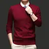 Suéter Masculino Outono e Inverno, Gola V Grossa Manga Longa Tricô Anti-Pilling para Homens de Meia-Idade e Jovens, Suéter de Base Estilo Pai