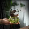 Colador de té de vidrio estilo japonés para taza de ceremonia con filtro de té Filtro de té kung fu de luna creciente juego de té fabricante especial de té para filtrar té verde