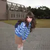 Cárdigan de Punto Rayado para Mujer, Primavera y Otoño, Talla Pequeña, Diseño Casual, Top Adelgazante, Azul Cielo y Rojo Oscuro, Estilo Europeo y Americano, Poliéster